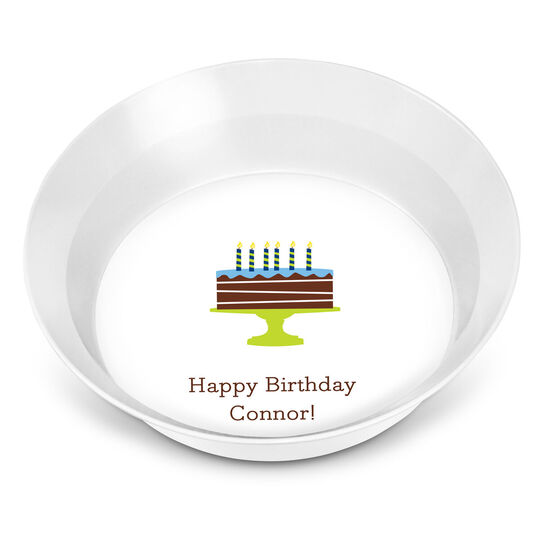 Blue Birthday Cake Children's Melamine Bowl